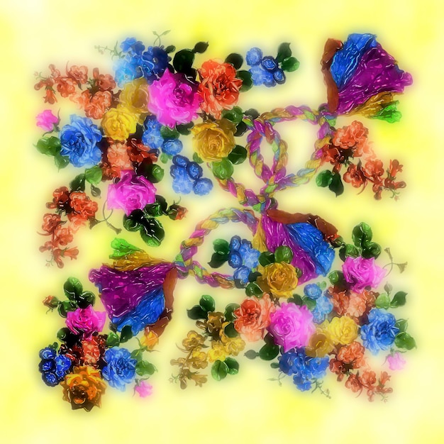 embroidered floral square